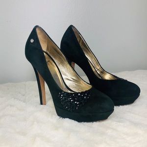 Just Cavalli Decollette Black Suede Stilettos